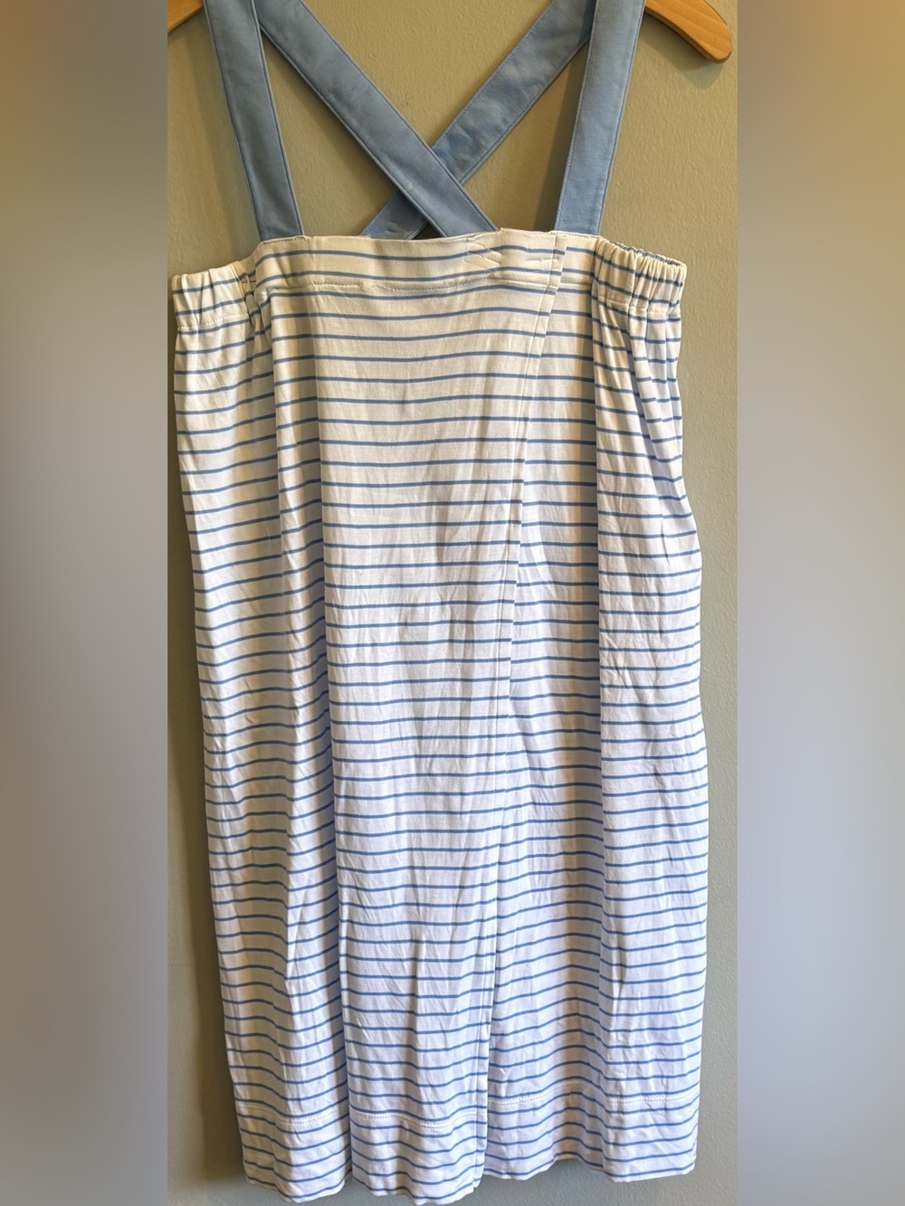 LAKE Pajamas After Bath Wrap in Baltic Blue and White Stripe Pima Cotton Medium - Picture 4 of 7